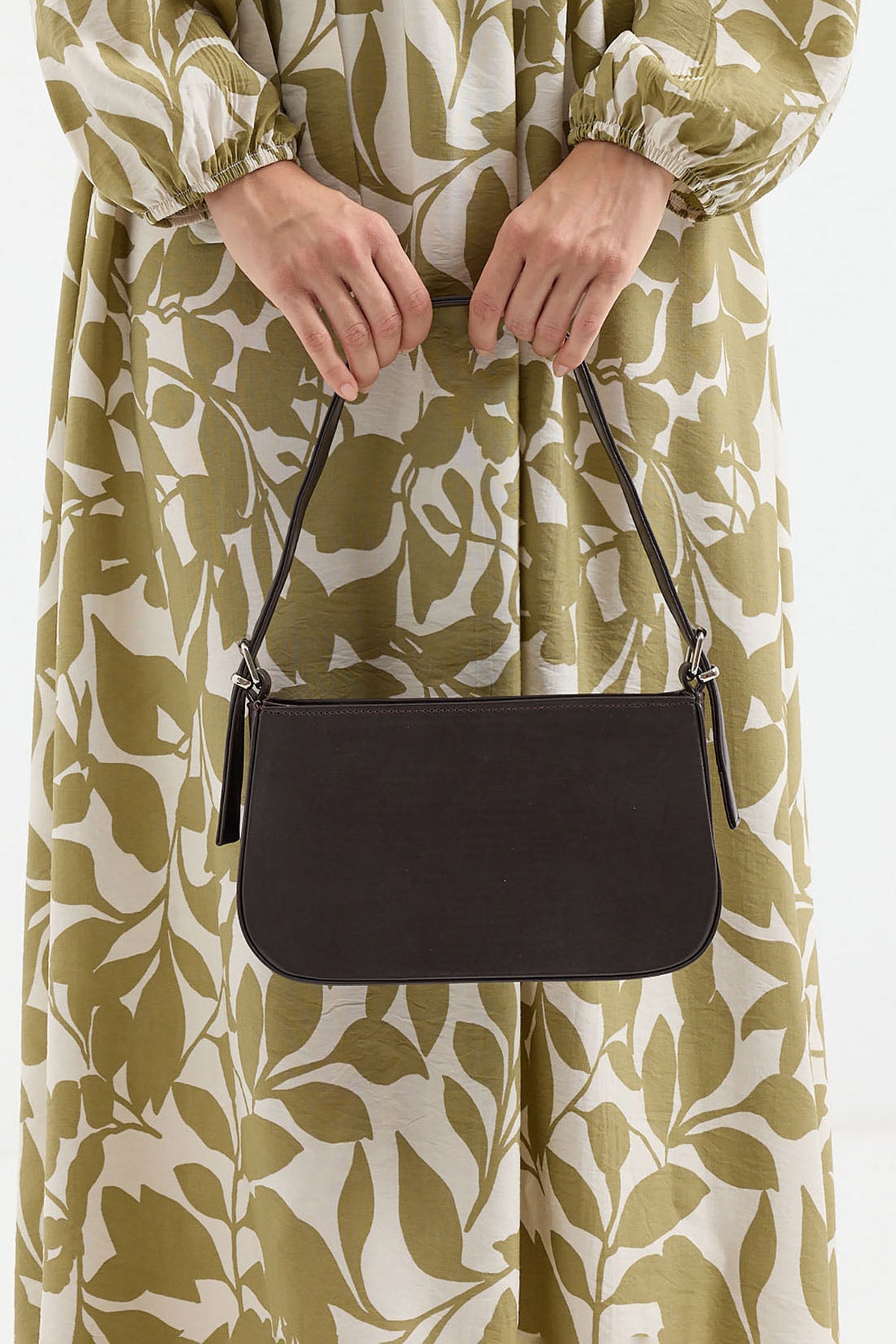 010172 Düz Baget Omuz Çantası - Kahverengi