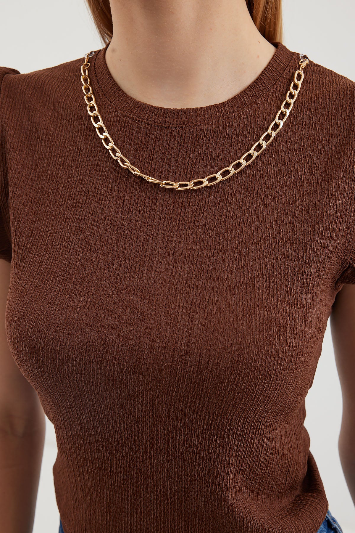 0430 Örme Bluz - Kahverengi