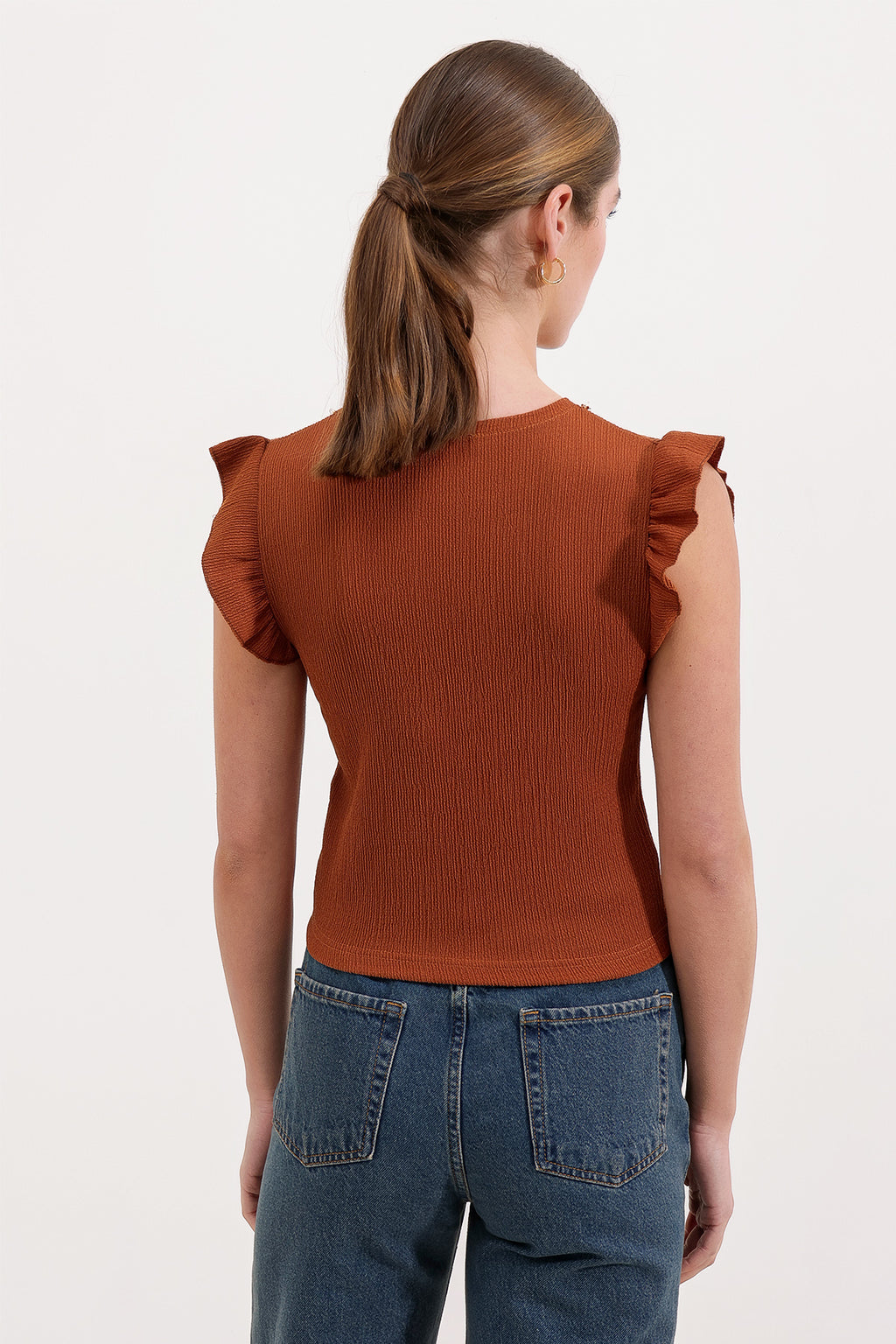 0430 Örme Bluz - Taba