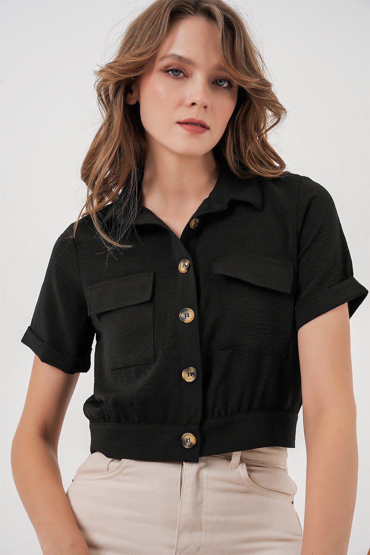 0663 Crop Ceket - Siyah