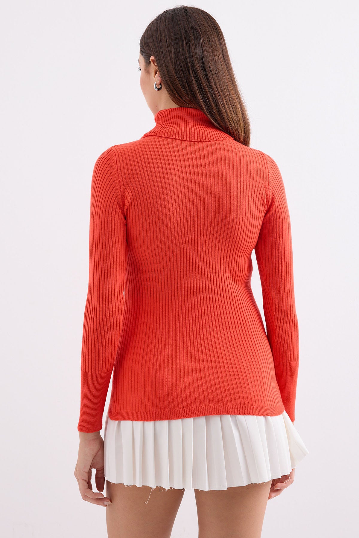 10311 Balıkçı Yaka Triko Kazak - Turuncu