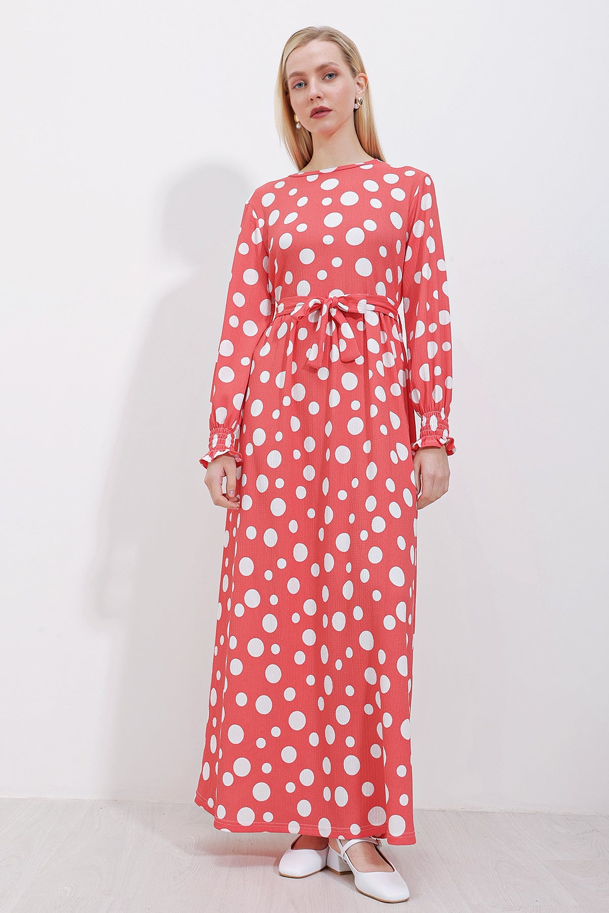 1525 Örme Tesettür Elbise - Y.Pembe