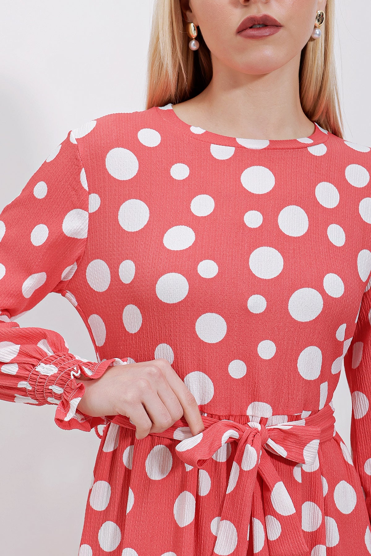 1525 Örme Tesettür Elbise - Y.Pembe