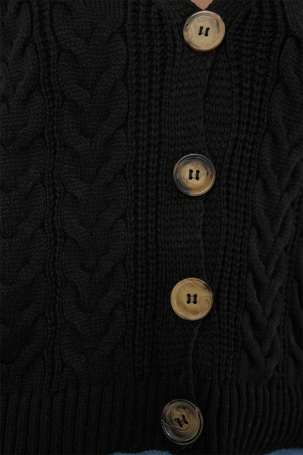 15882 Düğmeli Kısa Triko Yelek - Siyah