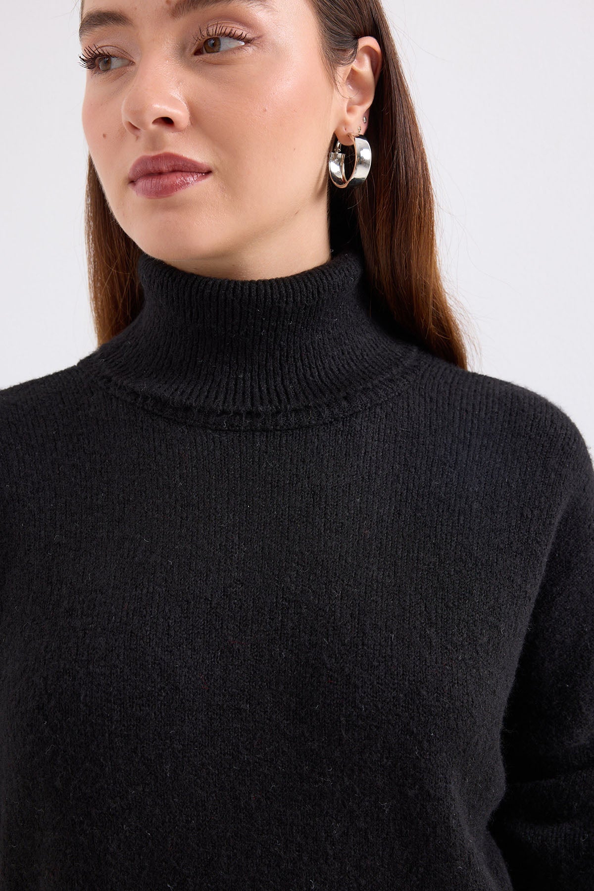 15891 Kazak Etek Triko İkili Takım - Siyah