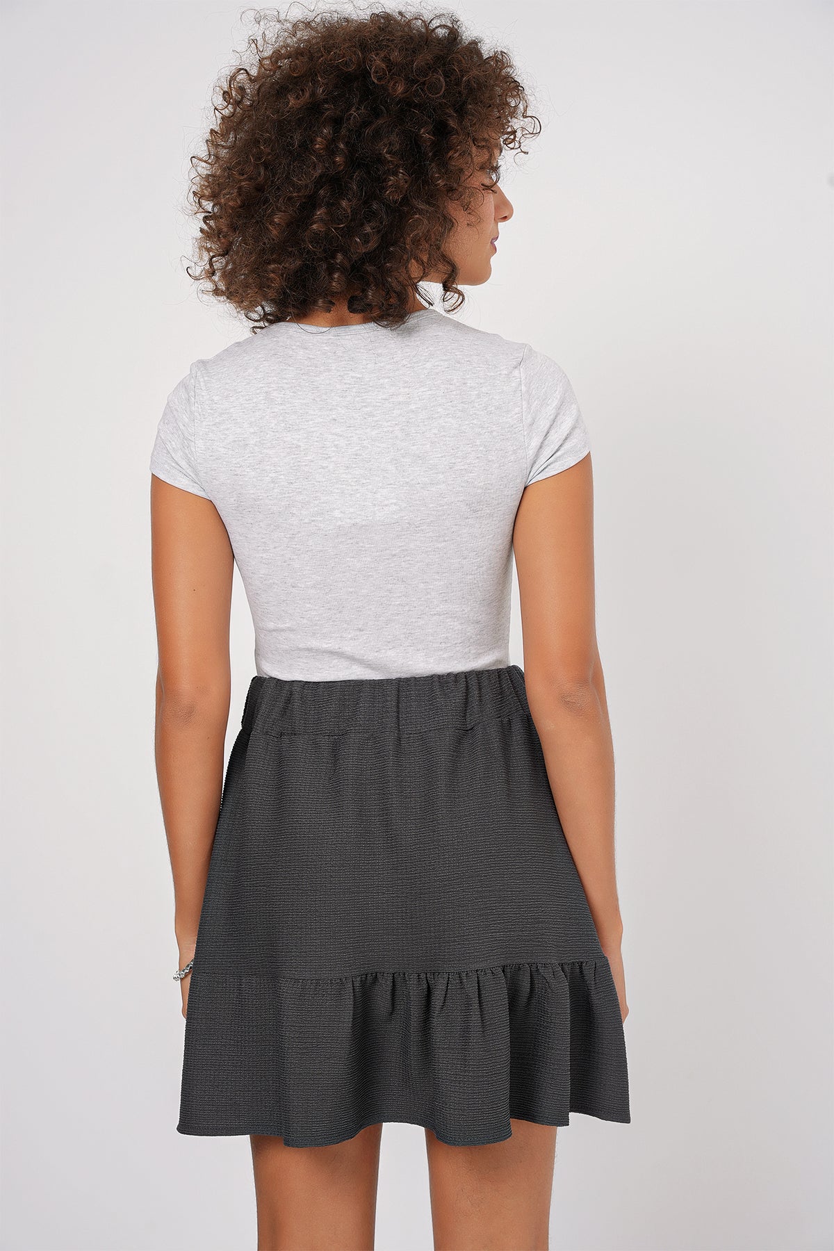 1884 Örme Mini Etek - Antrasit