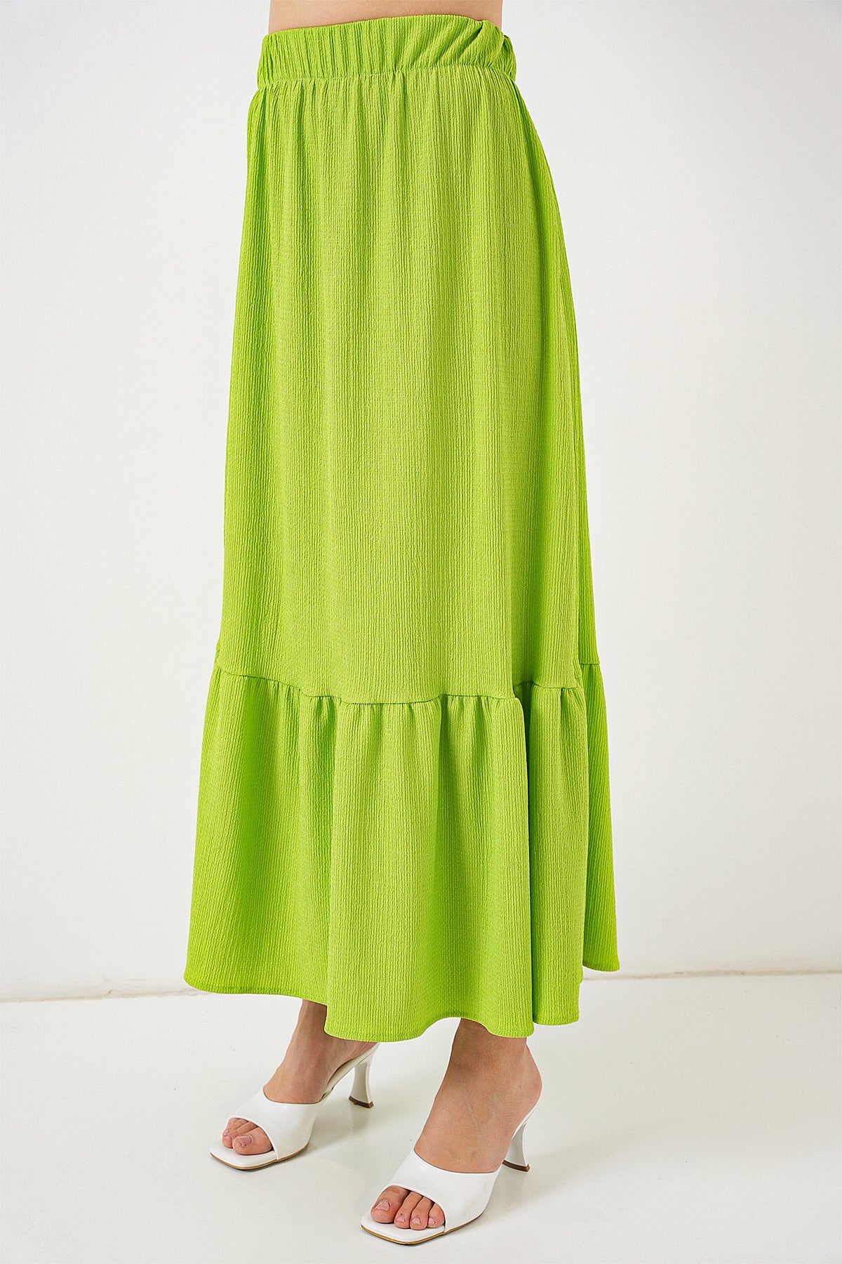 1886 Uzun Örme Etek - E.Yeşil