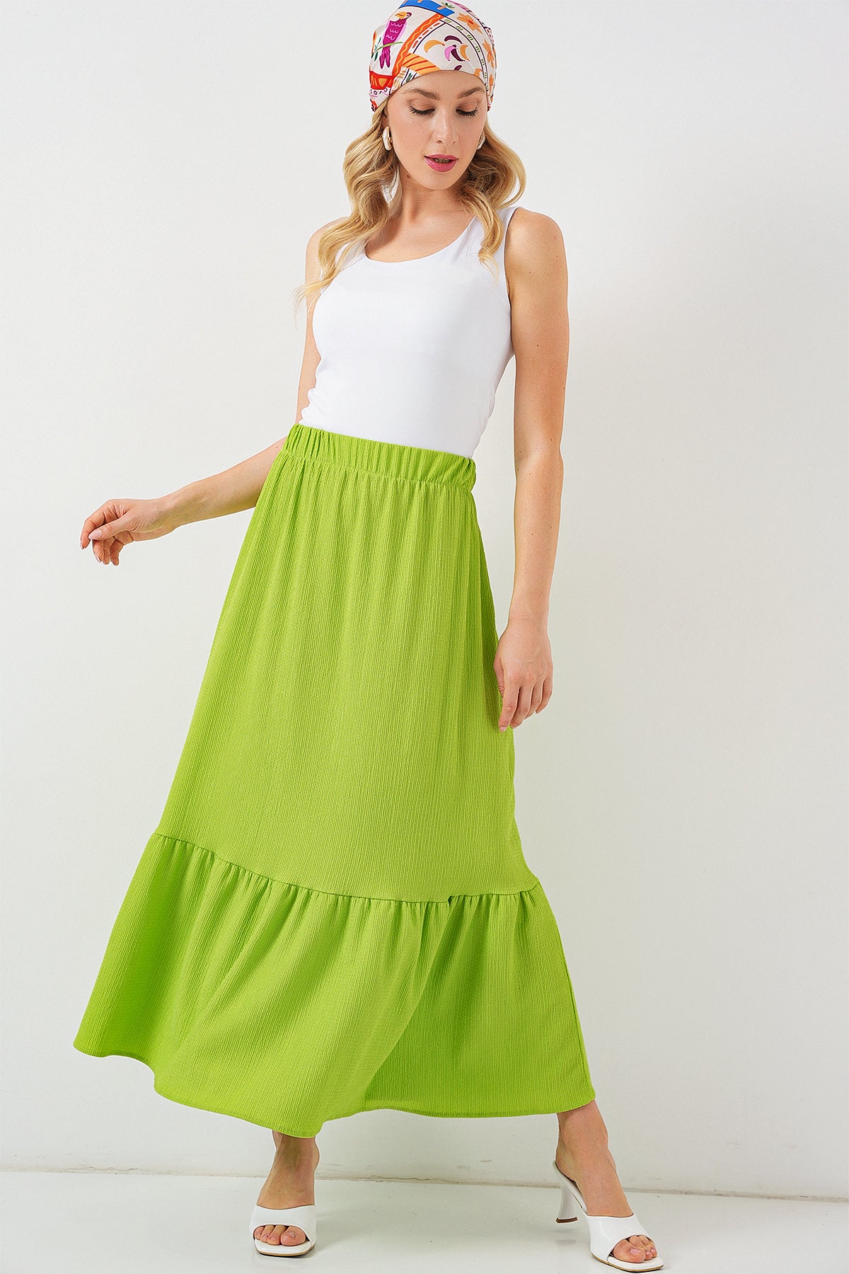 1886 Uzun Örme Etek - E.Yeşil