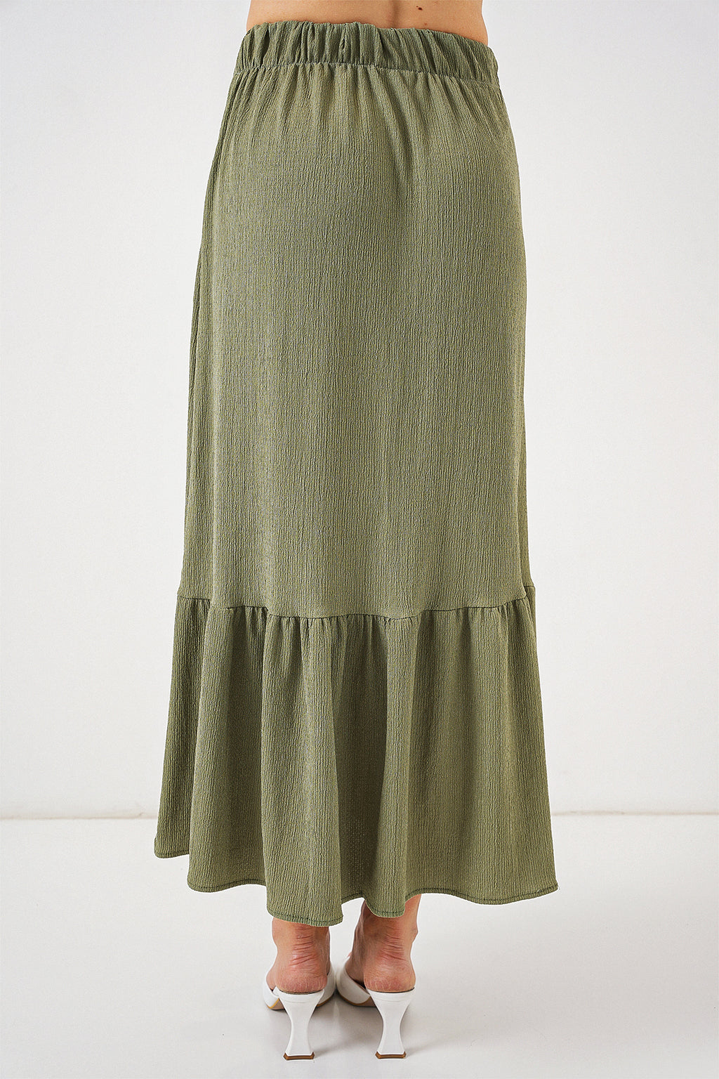 1886 Uzun Örme Etek - Haki