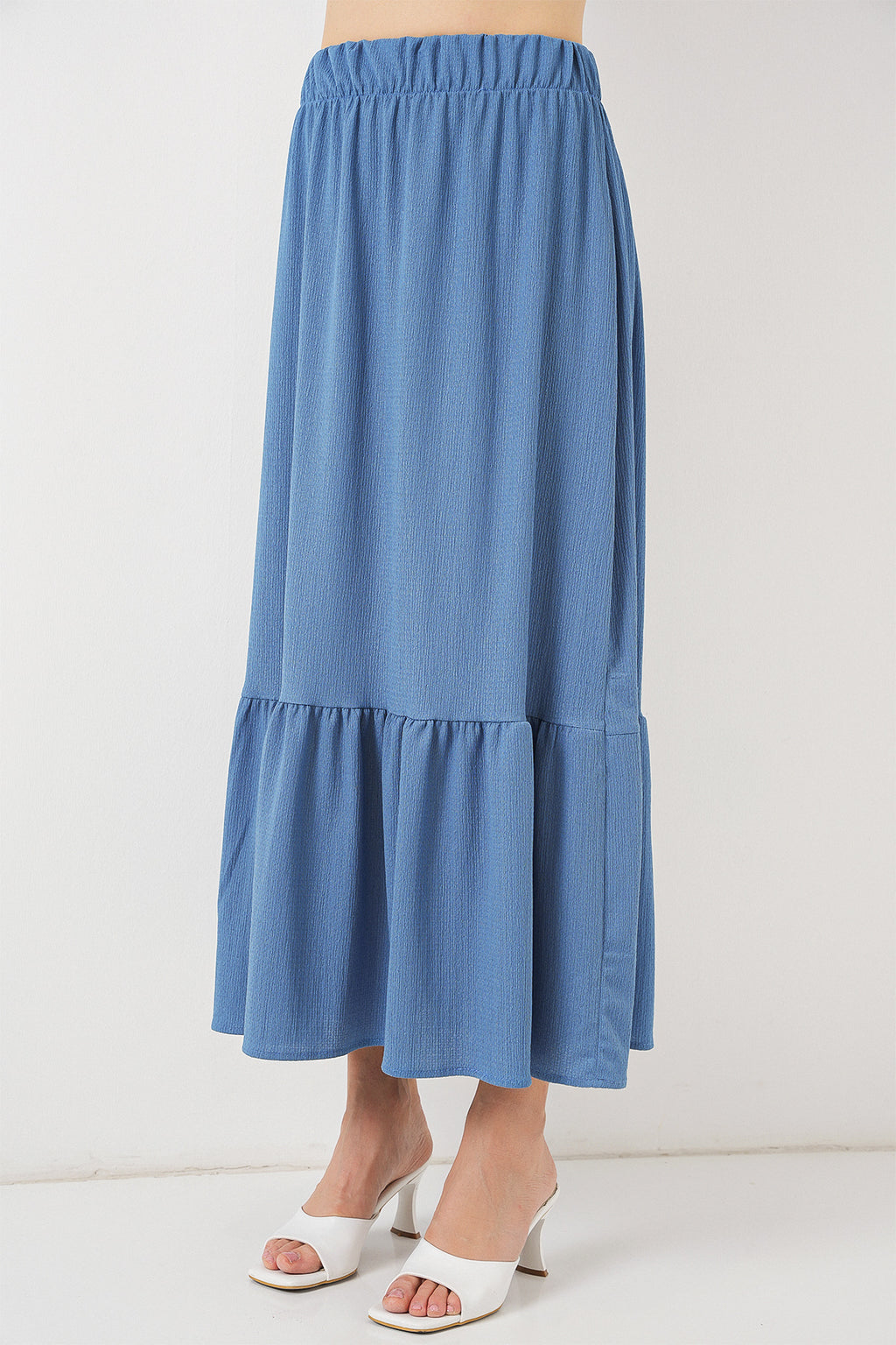 1886 Uzun Örme Etek - İndigo