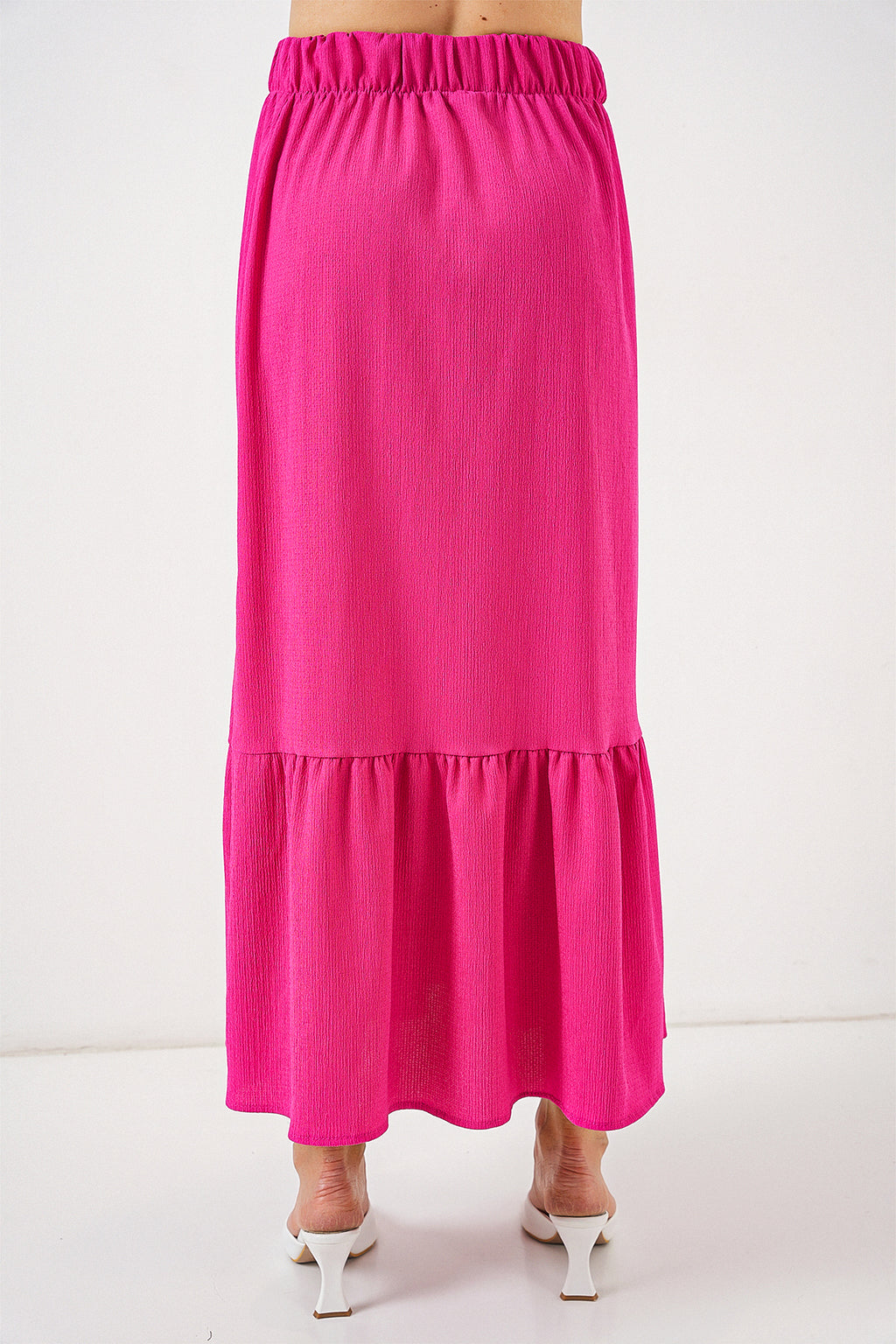 1886 Uzun Örme Etek - Koyu Pembe