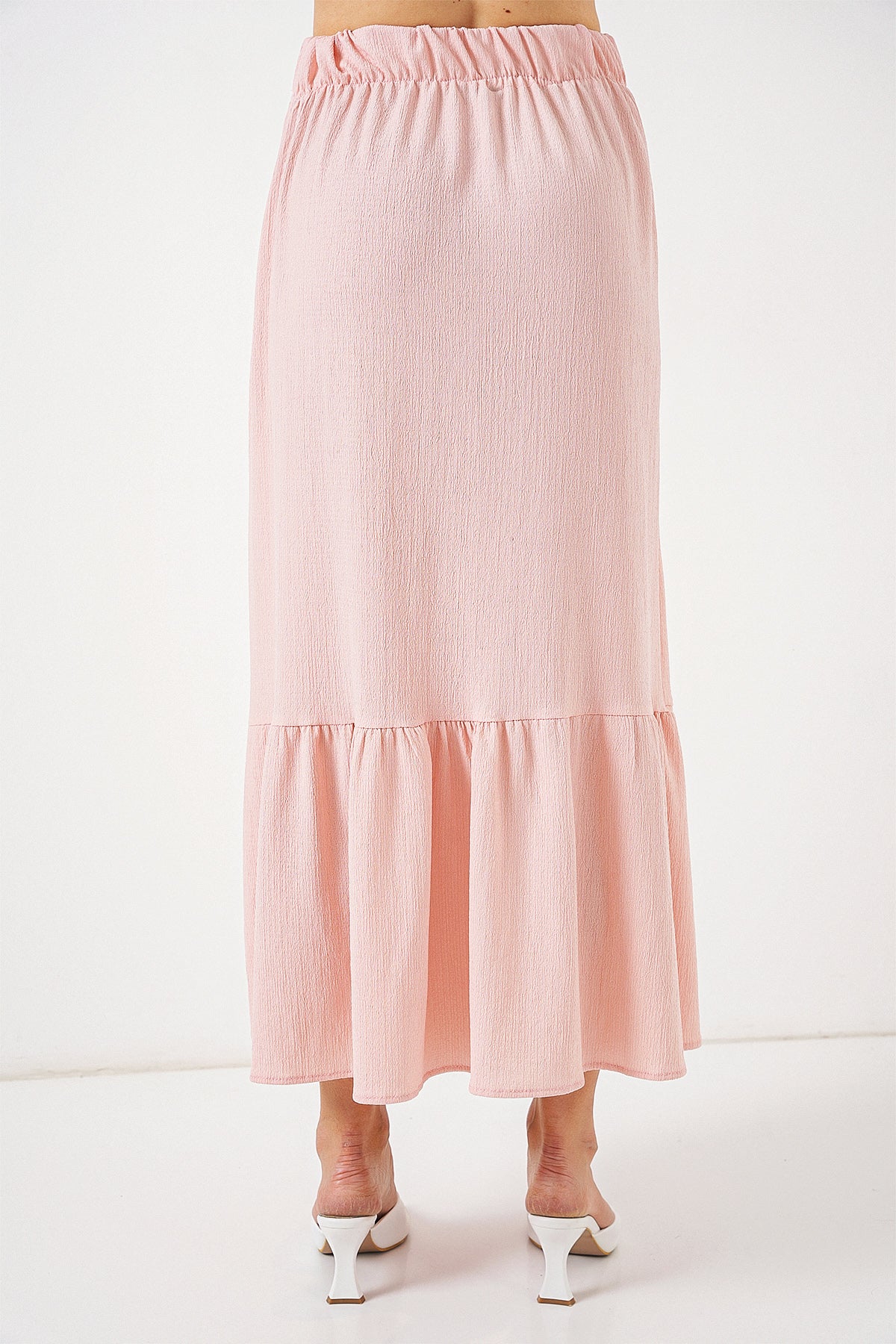 1886 Uzun Örme Etek - Pudra