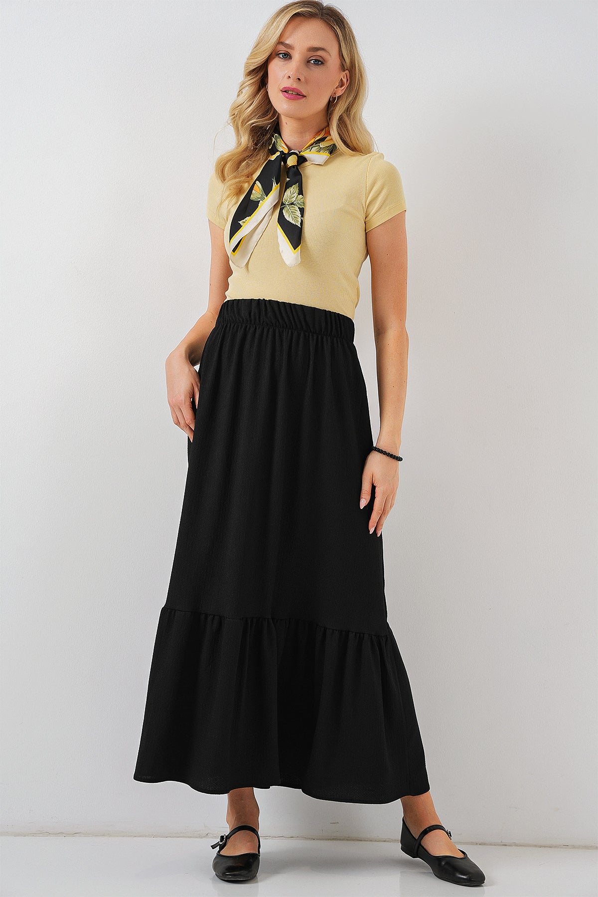 1886 Uzun Örme Etek - Siyah