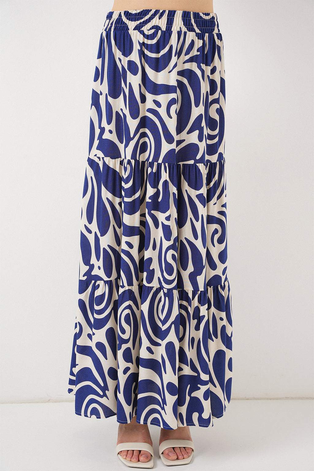 1898 Desenli Uzun Etek - F.Lacivert