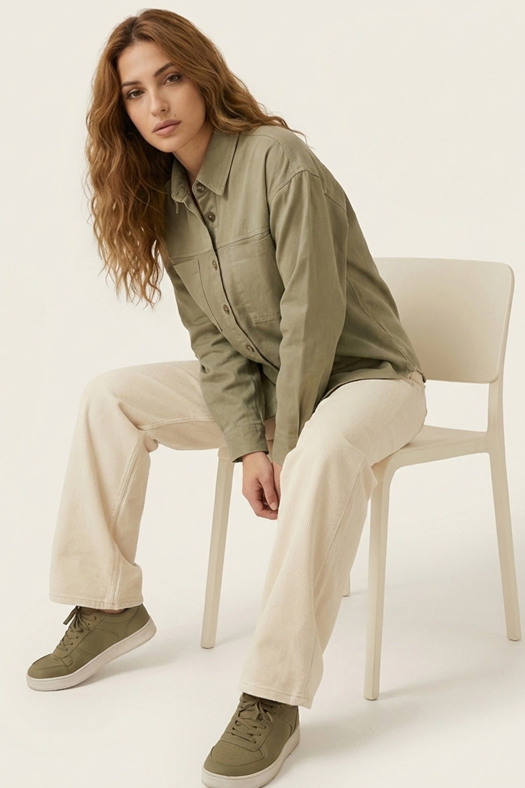 20192 Oversize Gabardin Gömlek Ceket - Haki