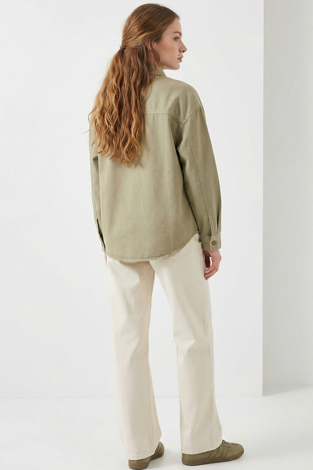 20192 Oversize Gabardin Gömlek Ceket - Haki