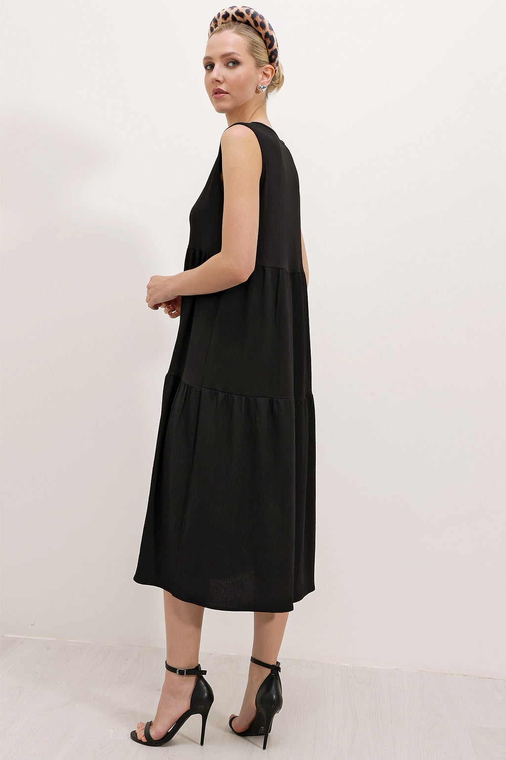 Bigdart 2448 Sıfır Kol Uzun Örme Elbise - Siyah