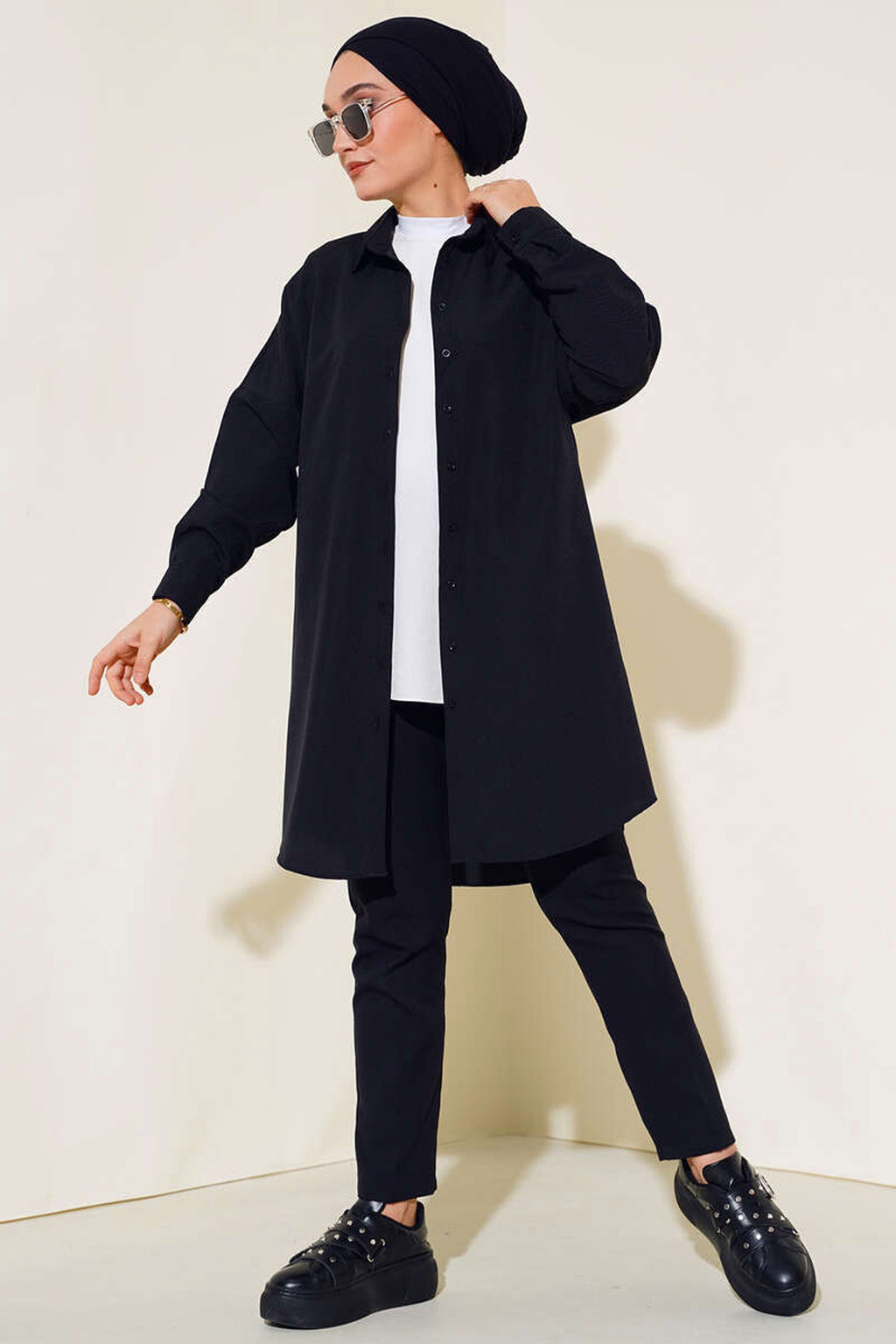 5845 Tesettür Tunik - Siyah