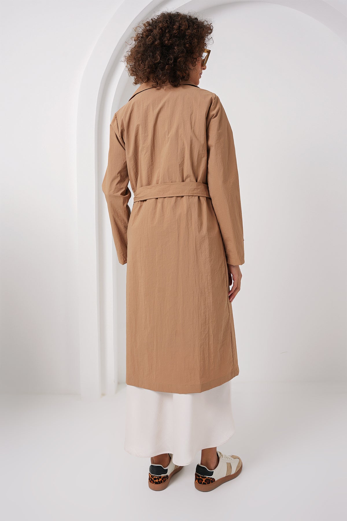 5938 Kruvaze Yaka Trençkot - Camel