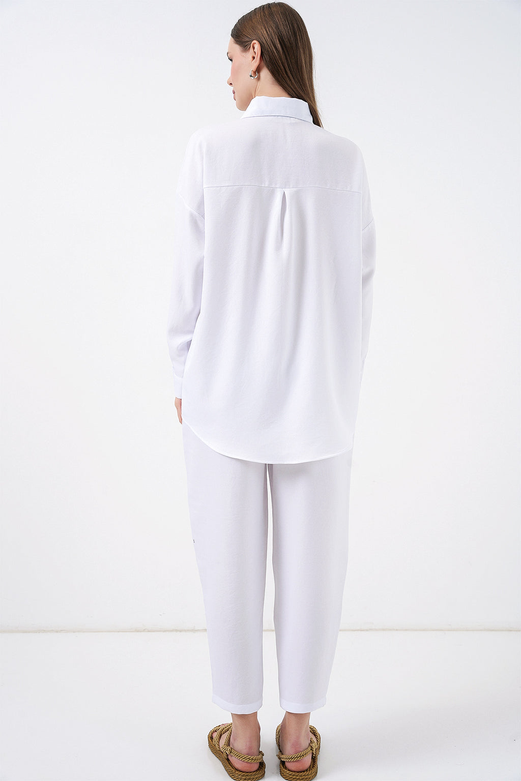 6622 Keten İkili Takım - Beyaz