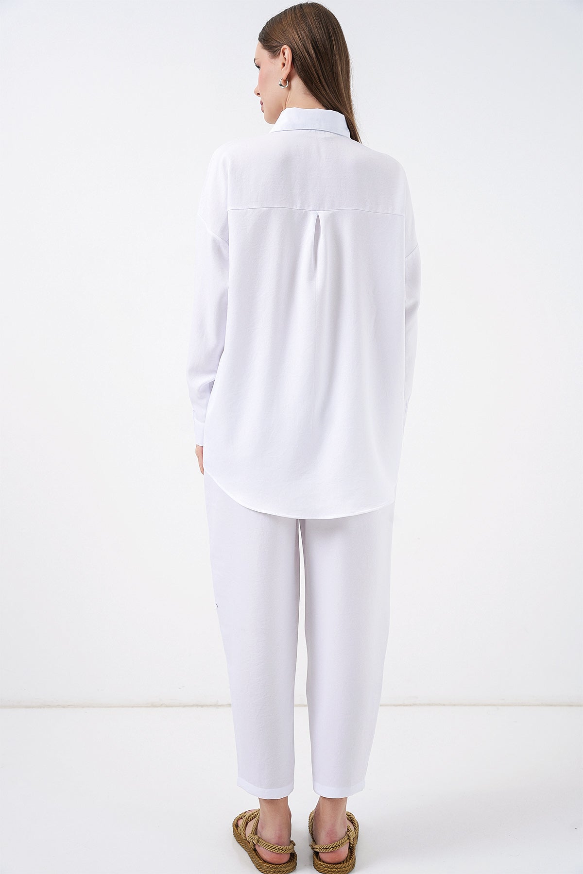 6622 Keten İkili Takım - Beyaz