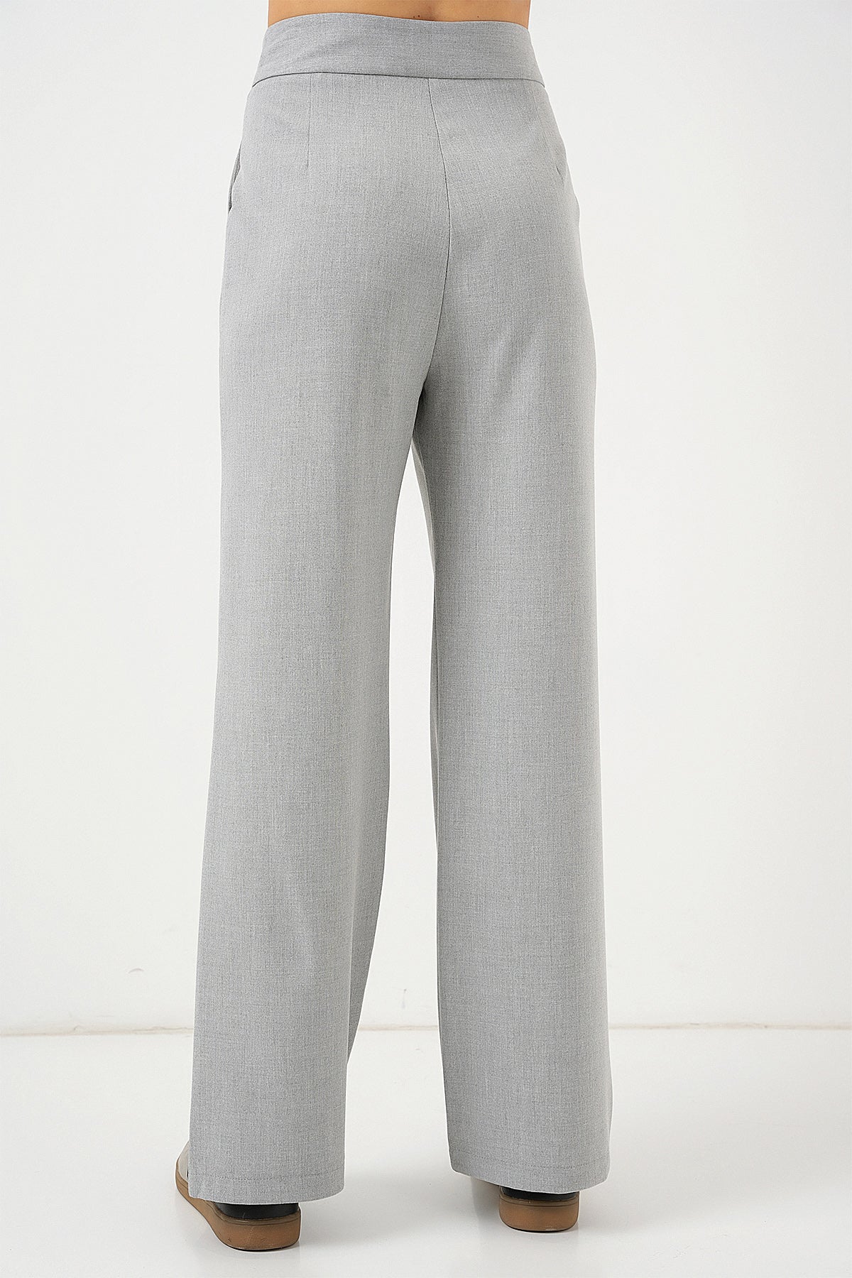 6638 Yüksek Bel Palazzo Pantolon - A.Gri