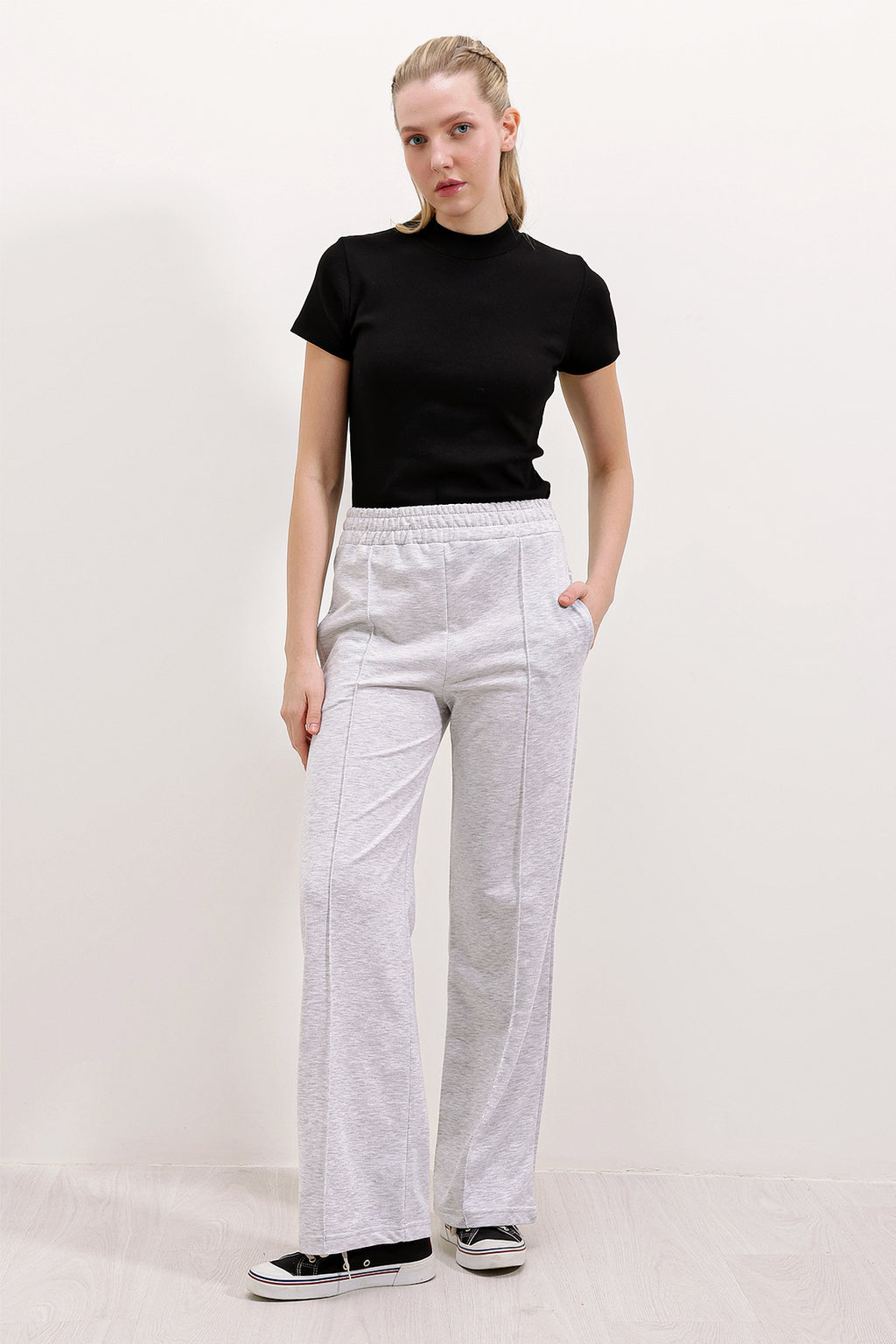 6641 Geniş Paça Spor Eşofman Altı - Gri