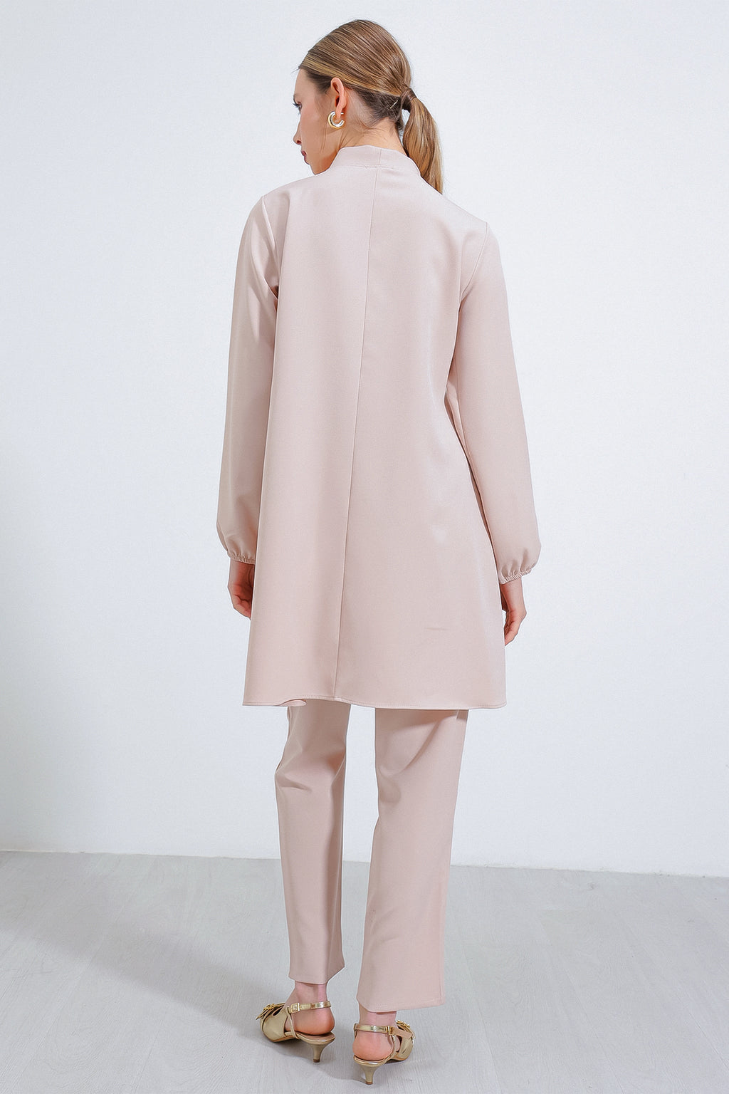 Kadın Krem Örme Pantolon Tunik Alt Üst Takım 6654