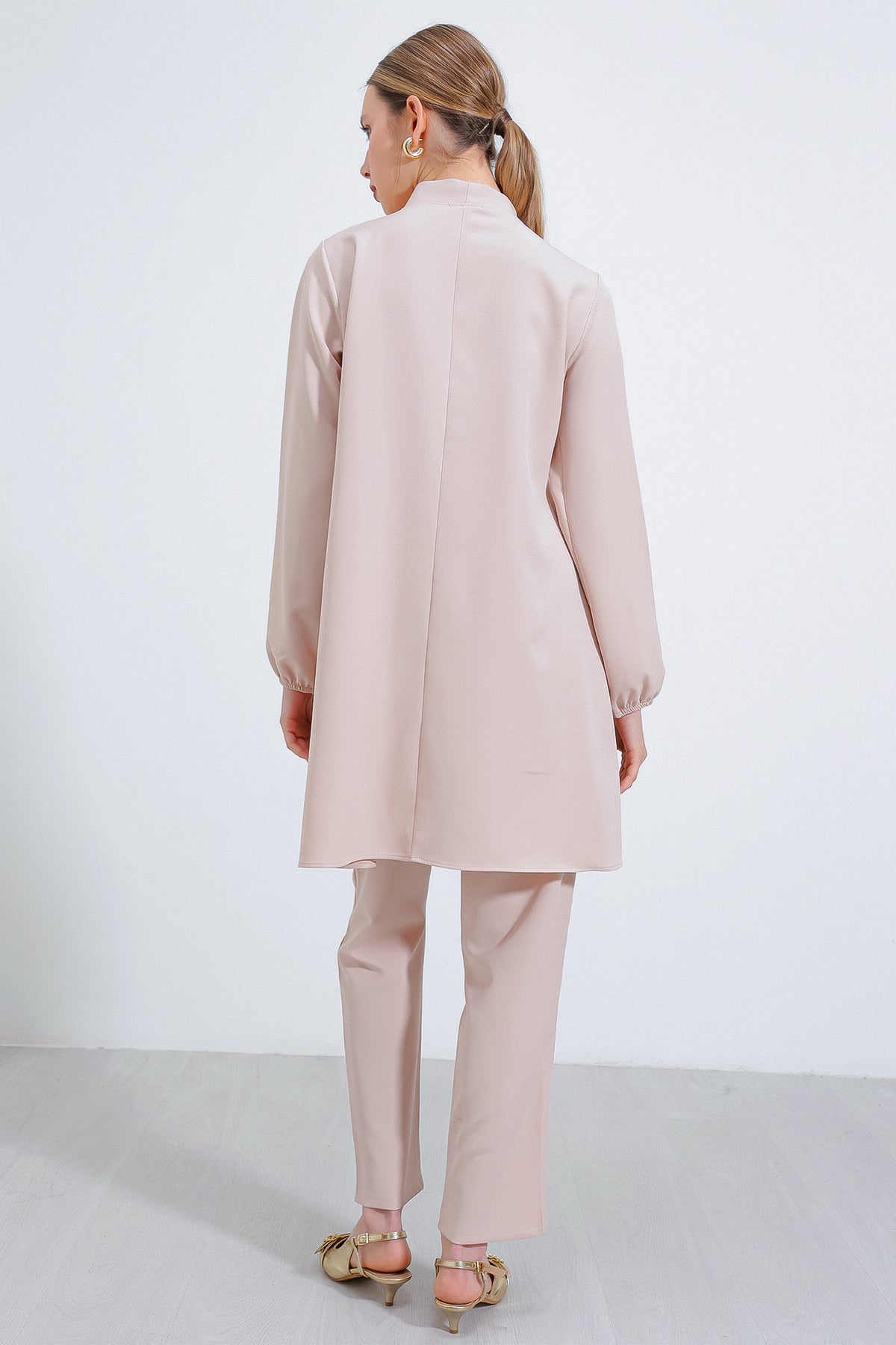 Kadın Krem Örme Pantolon Tunik Alt Üst Takım 6654