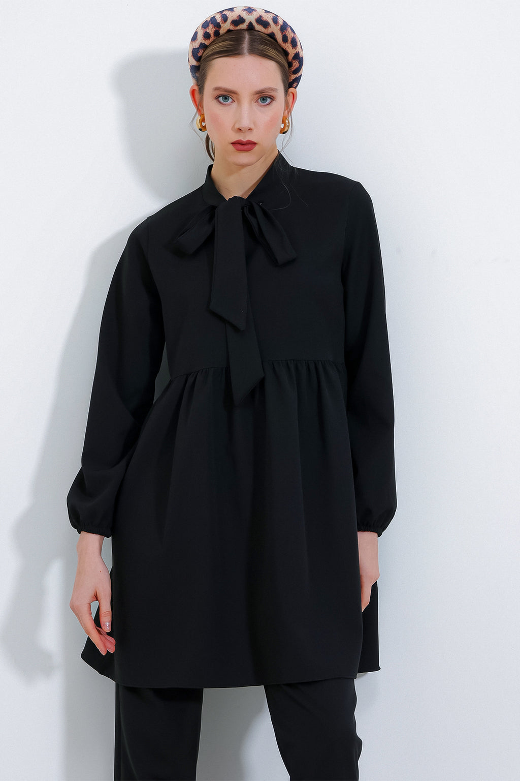 Kadın Siyah Örme Pantolon Tunik Alt Üst Takım 6654