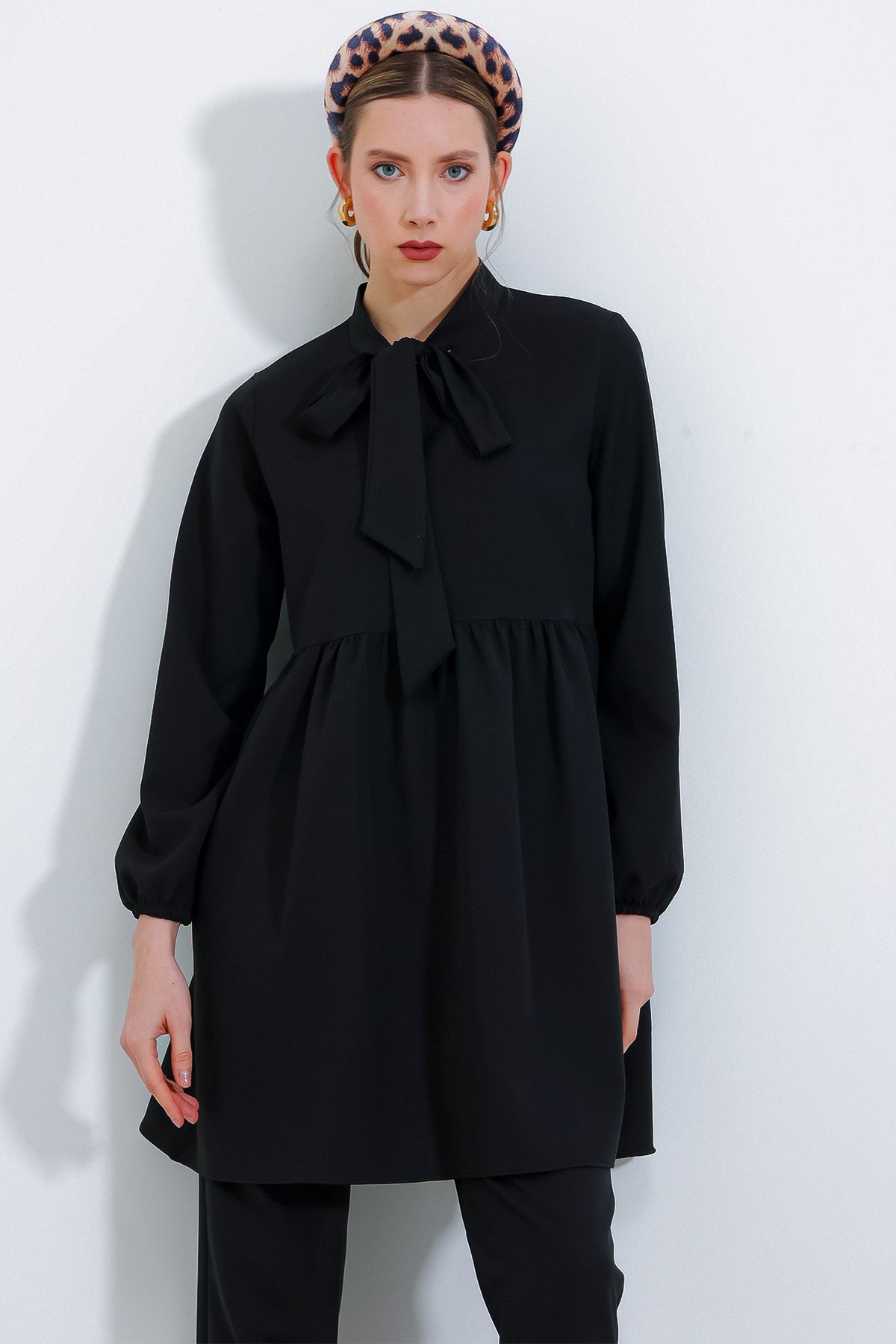 Kadın Siyah Örme Pantolon Tunik Alt Üst Takım 6654