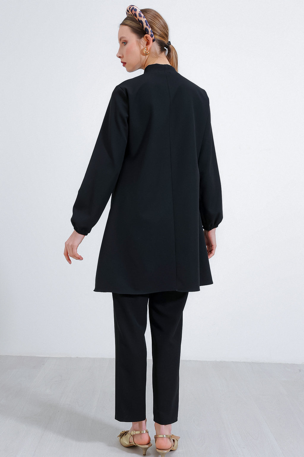 Kadın Siyah Örme Pantolon Tunik Alt Üst Takım 6654