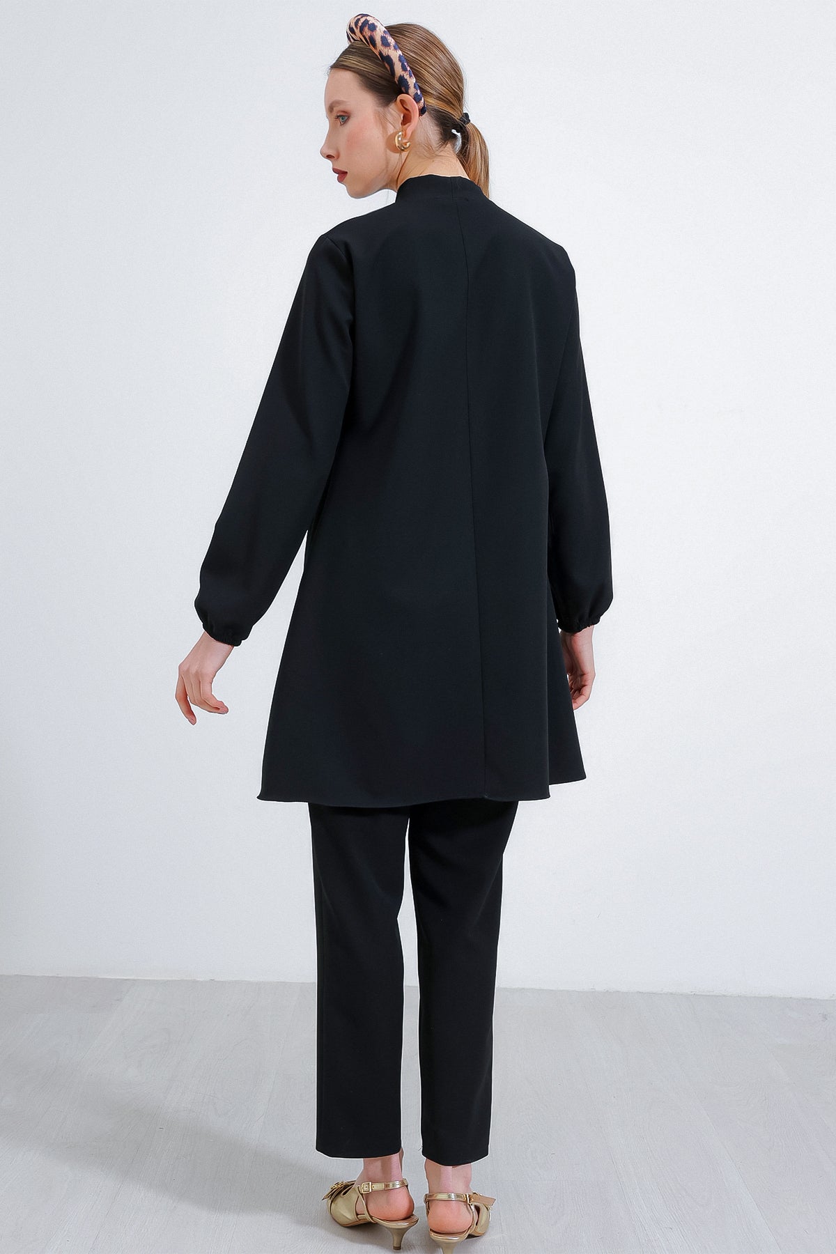 Kadın Siyah Örme Pantolon Tunik Alt Üst Takım 6654