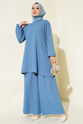 Kadın İndigo Tunik Pantolon Alt Üst Takım 6663