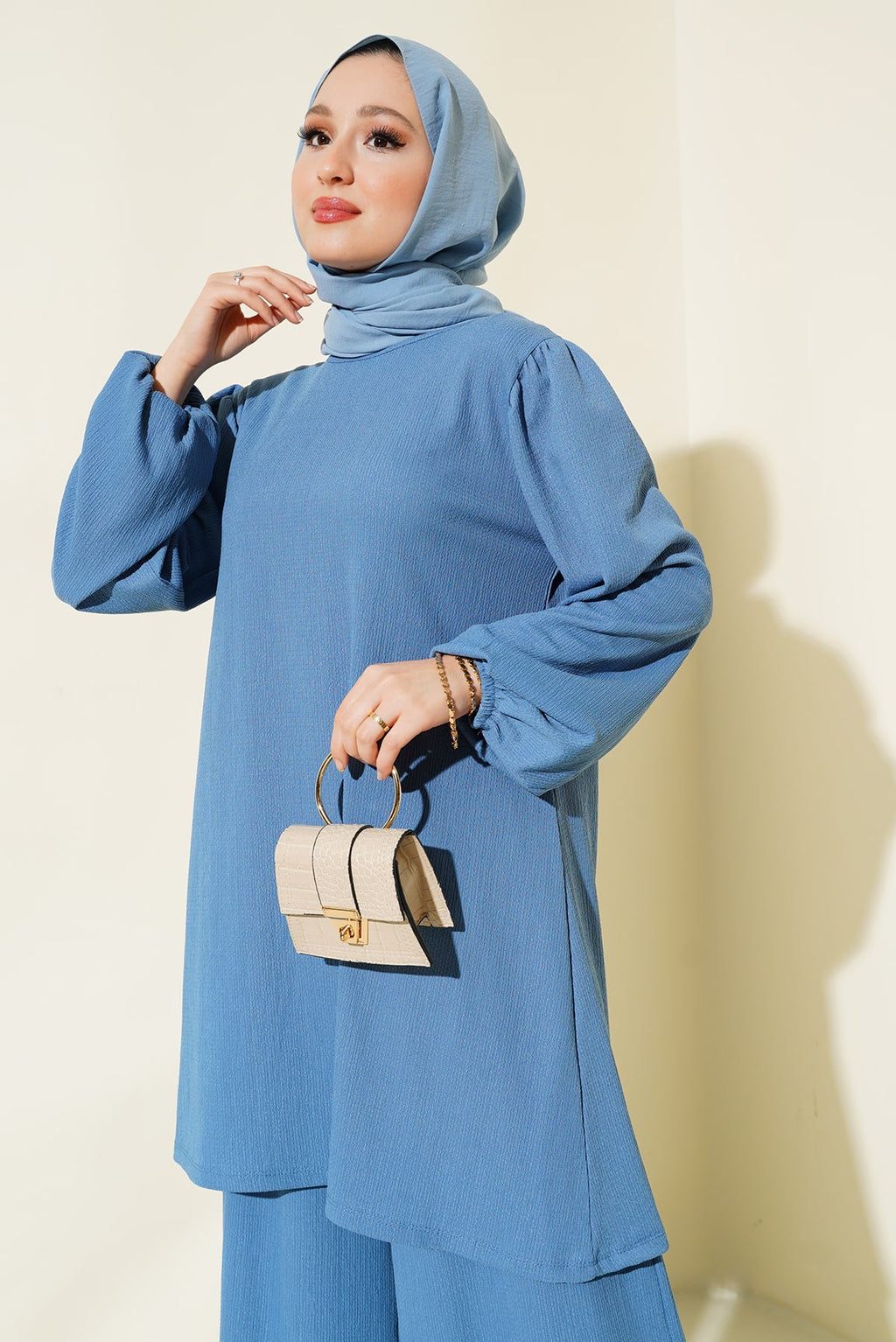 Kadın İndigo Tunik Pantolon Alt Üst Takım 6663