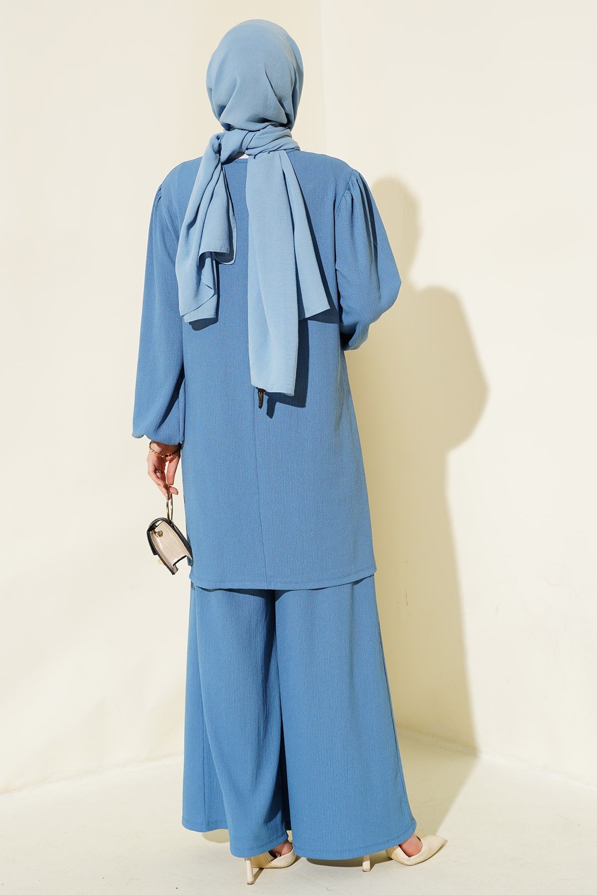 Kadın İndigo Tunik Pantolon Alt Üst Takım 6663