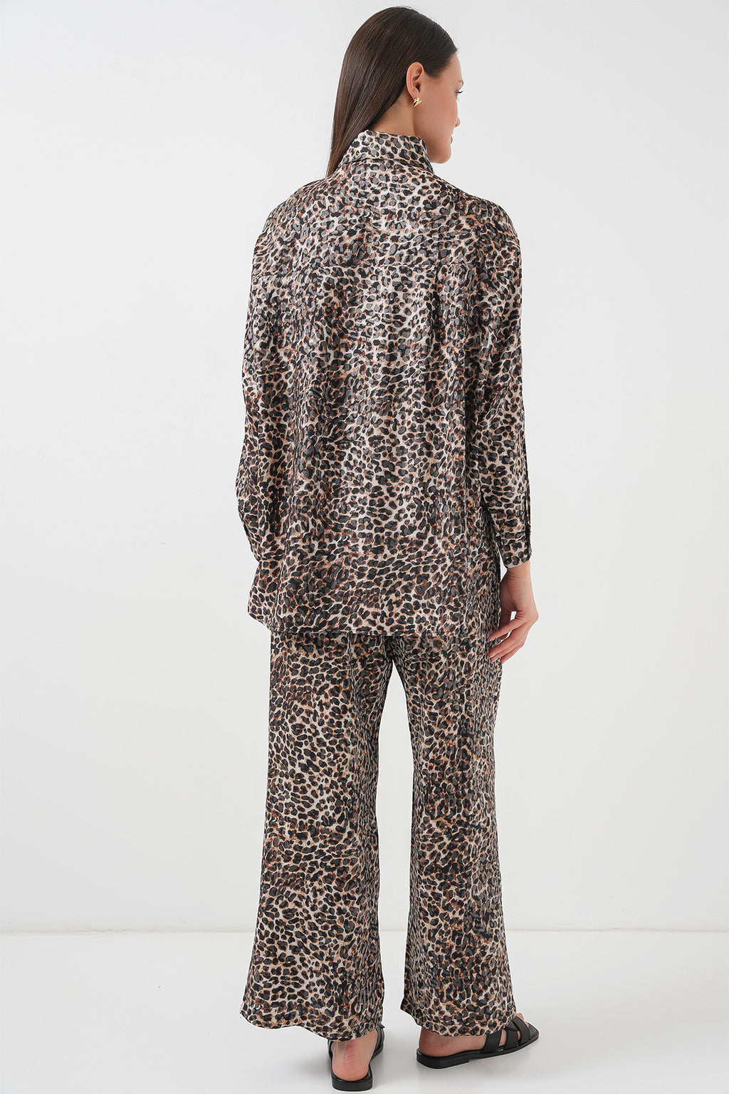 6699 Leopar Desenli Alt Üst Takım - C. Kahverengi