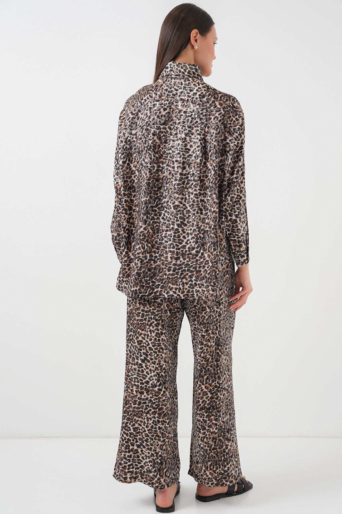 6699 Leopar Desenli Alt Üst Takım - C. Kahverengi