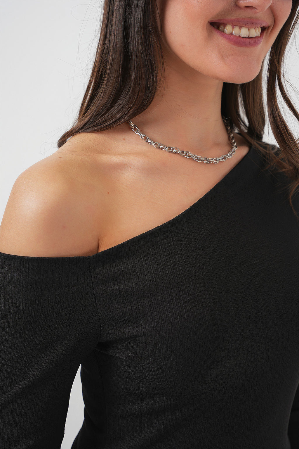 6708 Düşük Omuz Alt Üst Takım - Siyah