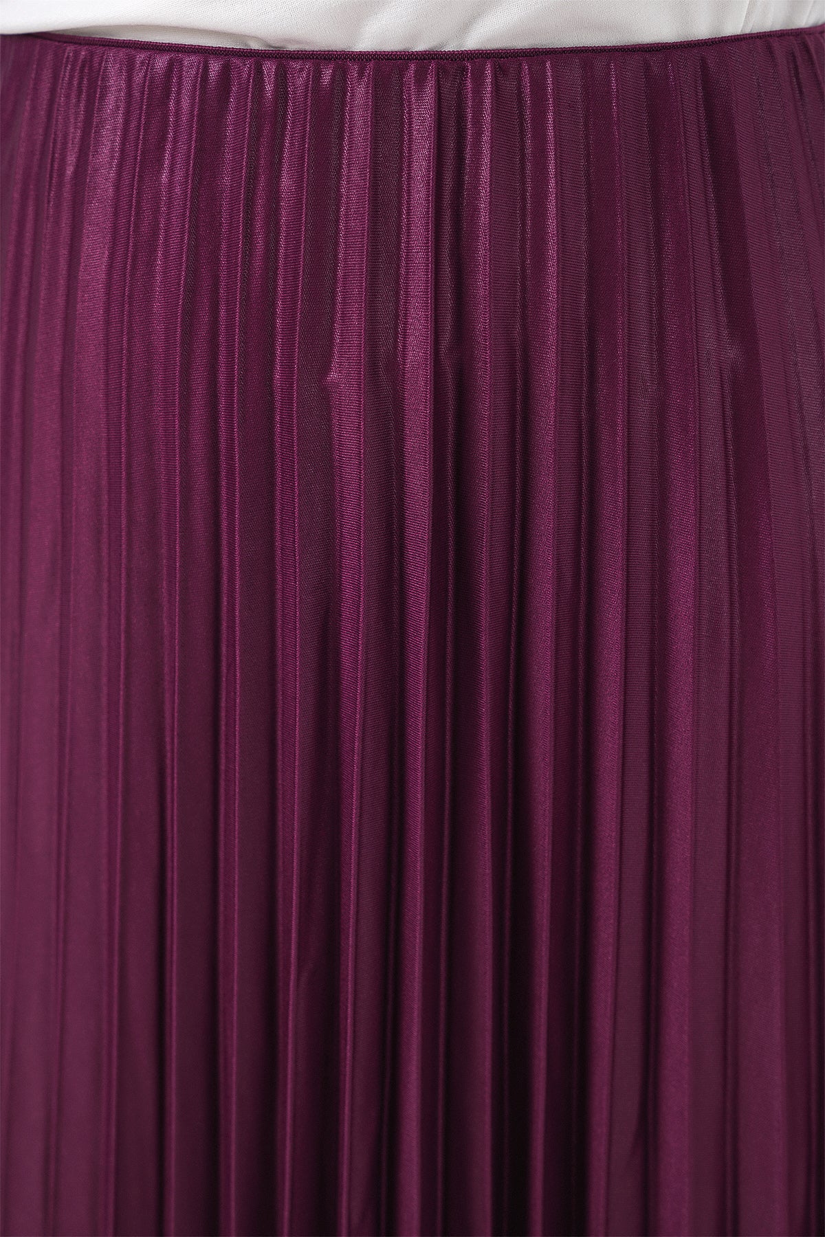 8009 Deri Görünümlü Piliseli Etek - Mor