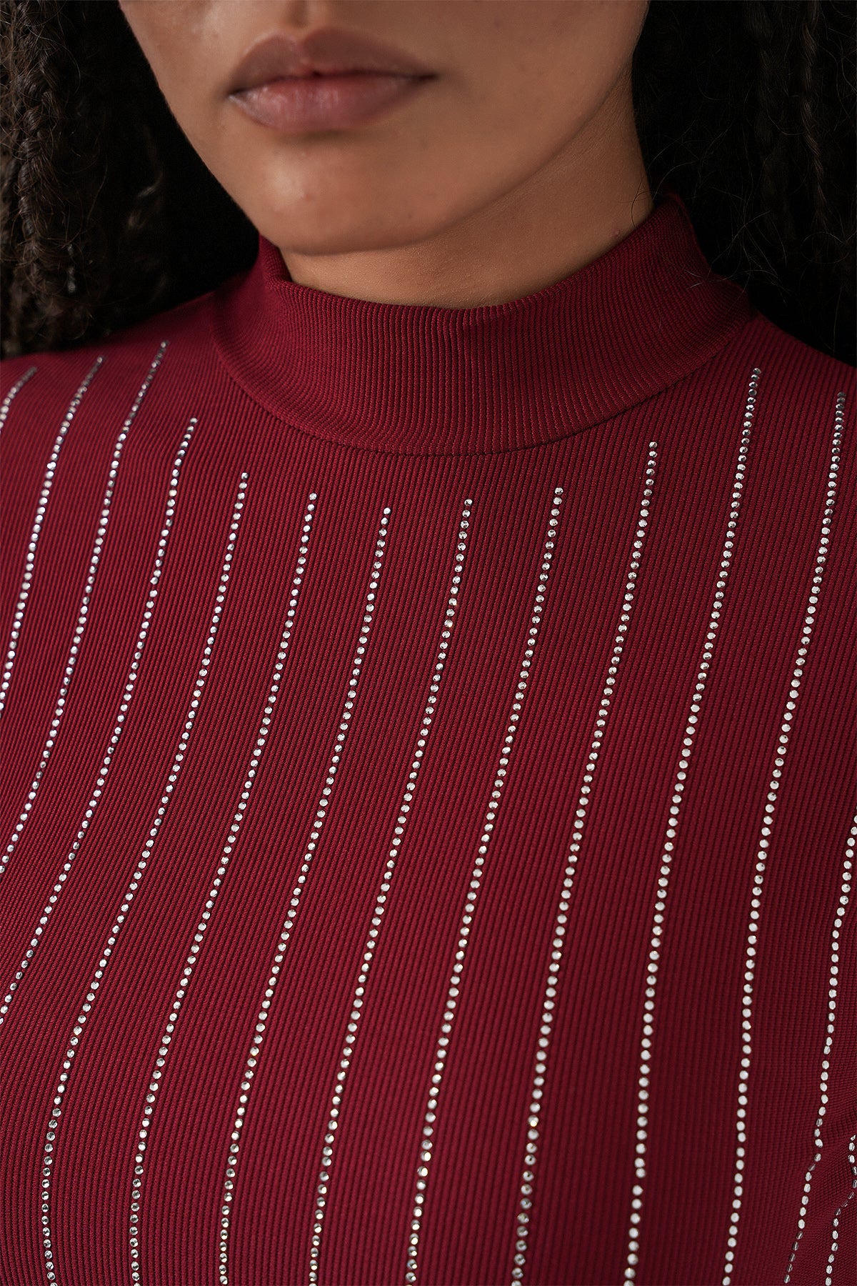 922 Taşlı Body - Bordo