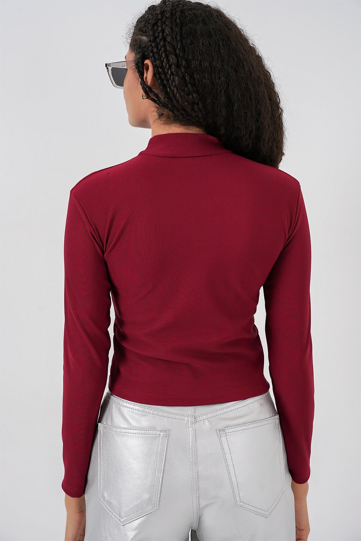 922 Taşlı Body - Bordo