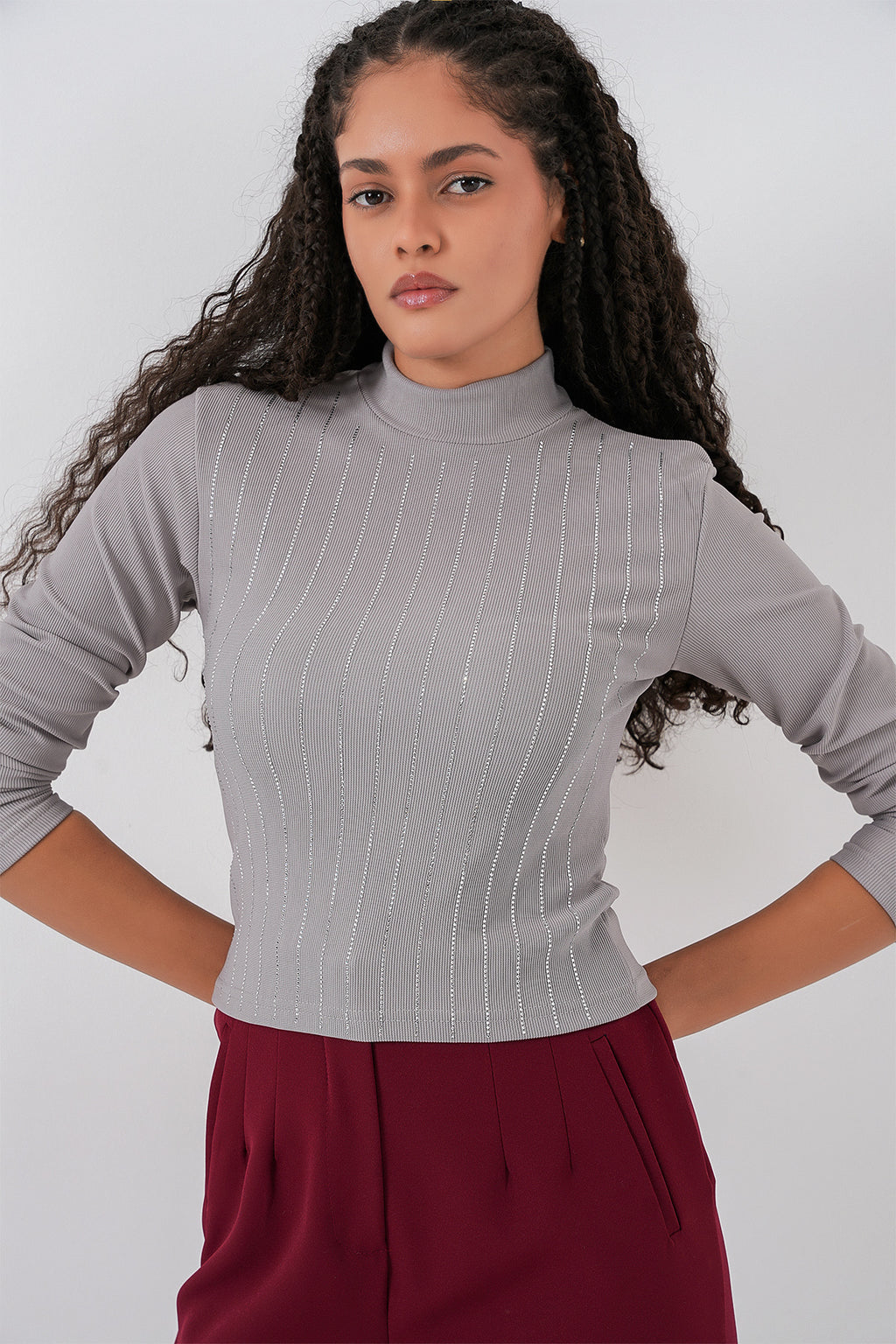 922 Taşlı Body - Gri