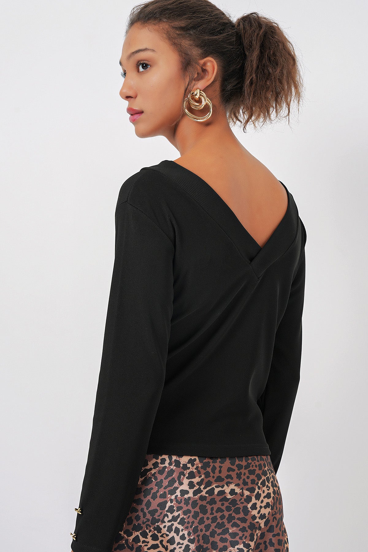 923 Uzun Kollu Body - Siyah