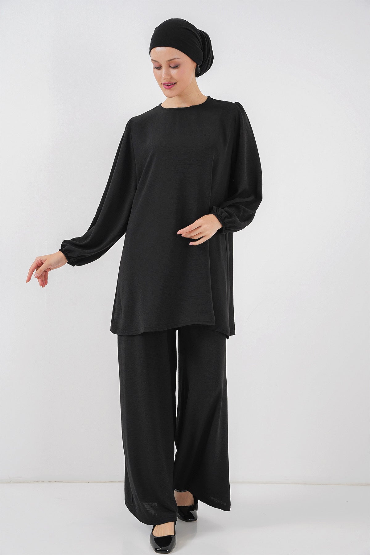 Ayrobin Tunik Pantolon Alt Üst Takım 6712 - Siyah