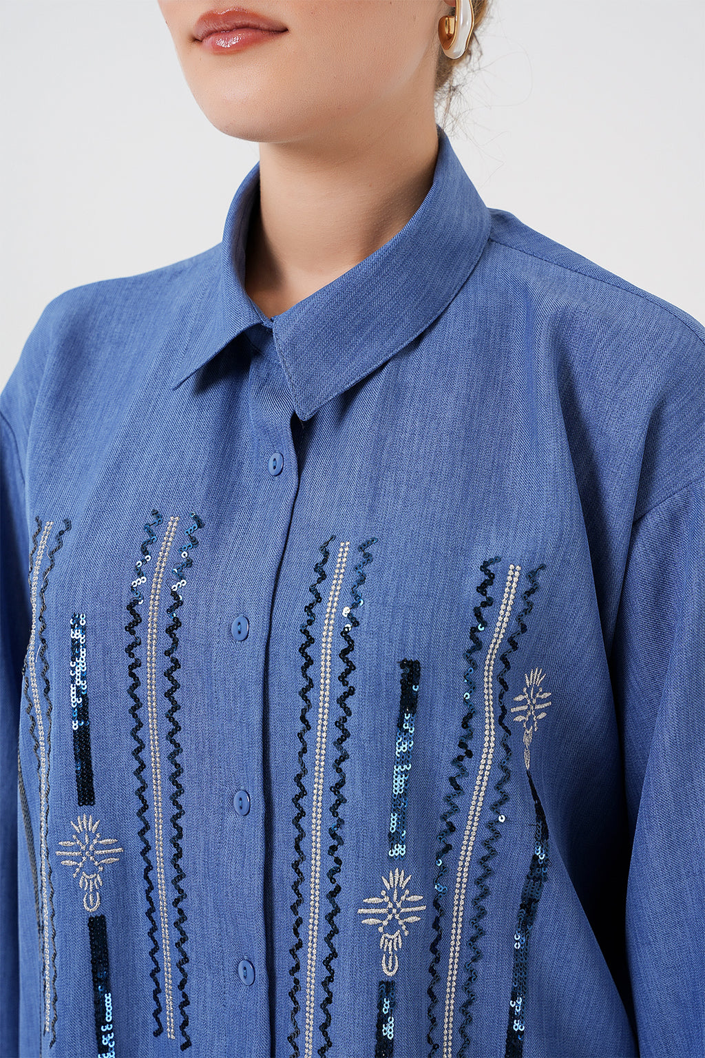 Desenli Tunik Pantolon İkili Takım 6720 - İndigo