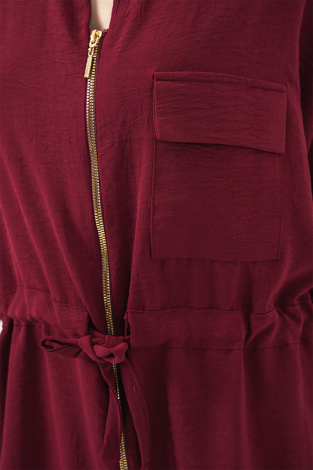 Fermuarlı Kadın Gömlek 0721 - Bordo