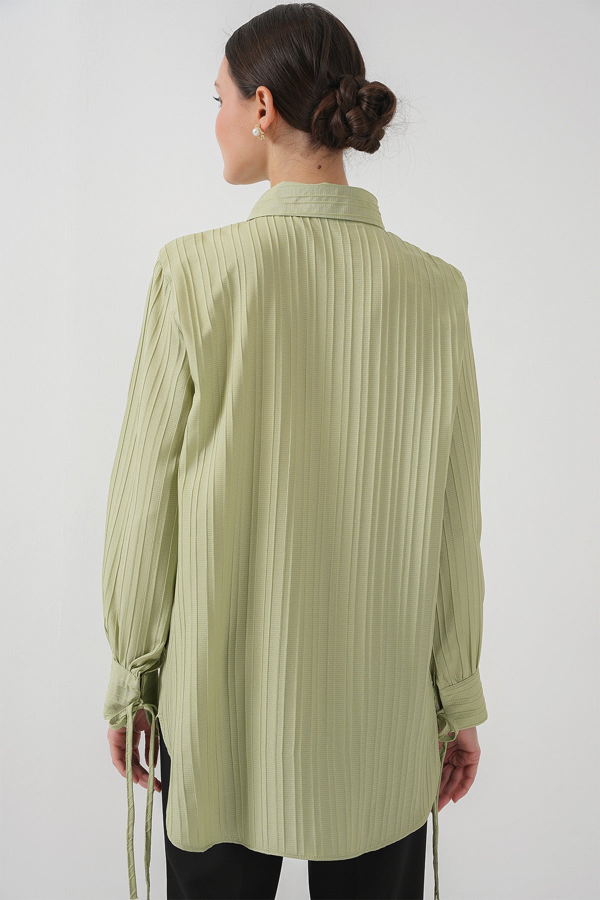 Fırfırlı Uzun Gömlek Tunik 5953 - Çağla