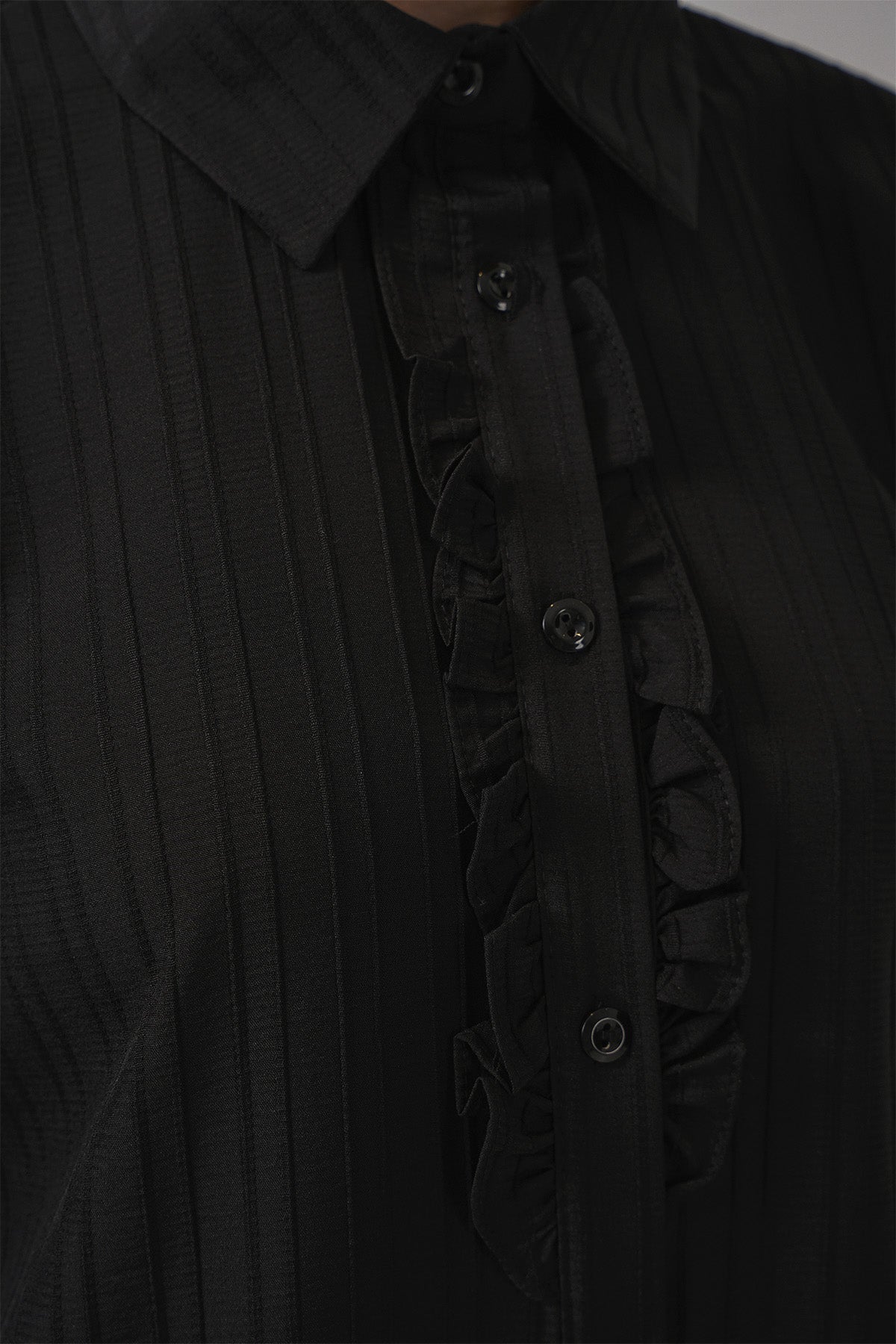 Fırfırlı Uzun Gömlek Tunik 5953 - Siyah