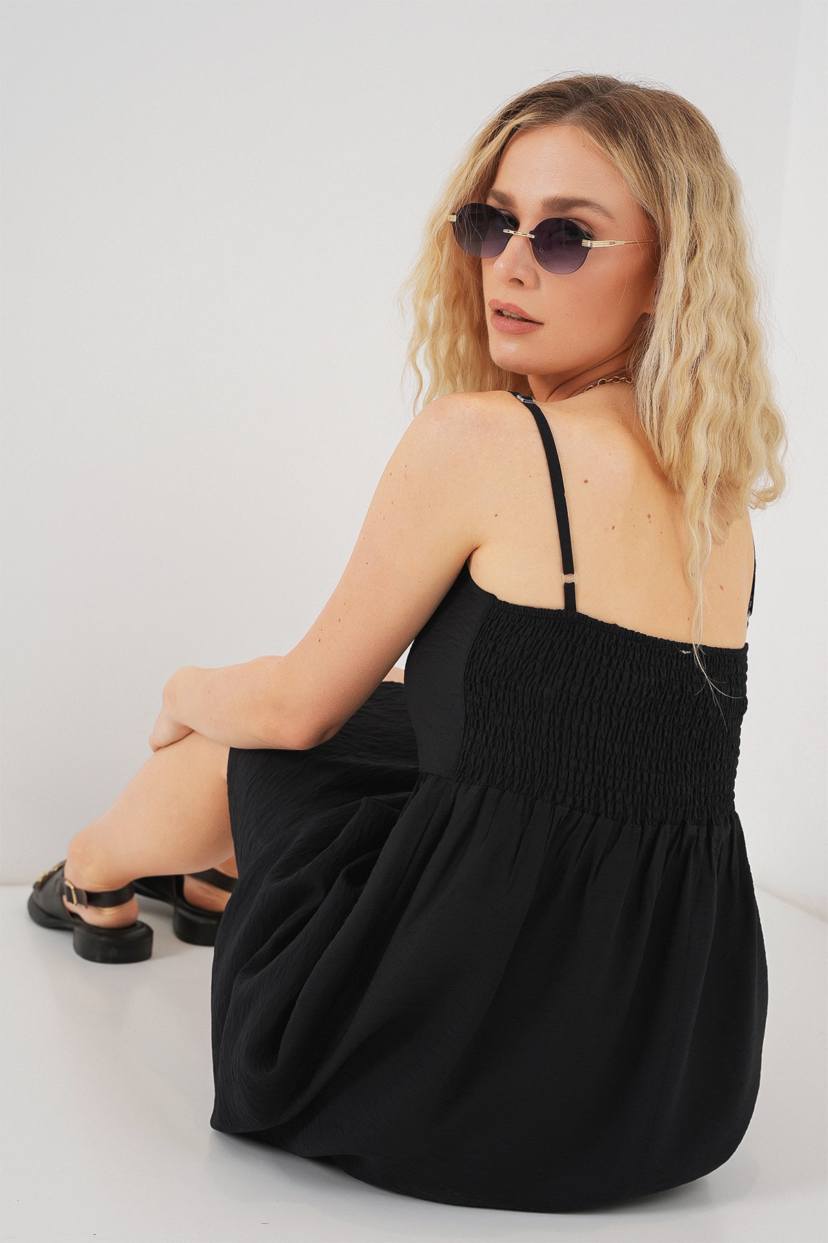 Kadın Askılı Ayrobin Elbise 2565 - Siyah